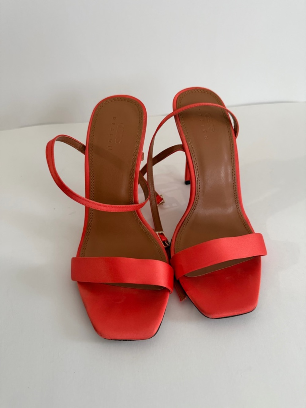 ASOS Red Strappy Square-Toe Heeled Sandals